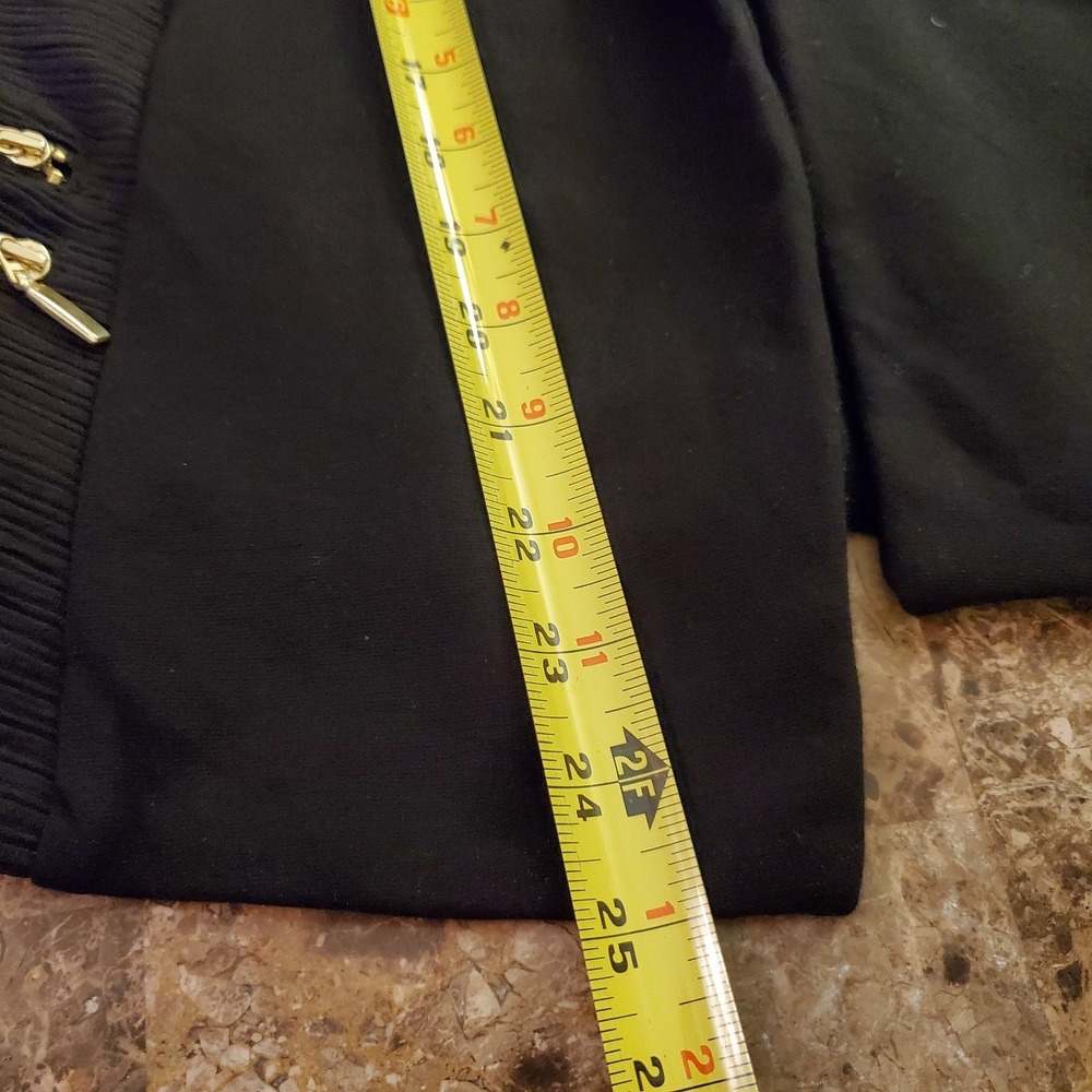 Chico's sz 2 Black open front Utility Jacket Gold Zippers‎ Elevated Basic Office - Picture 9 of 13